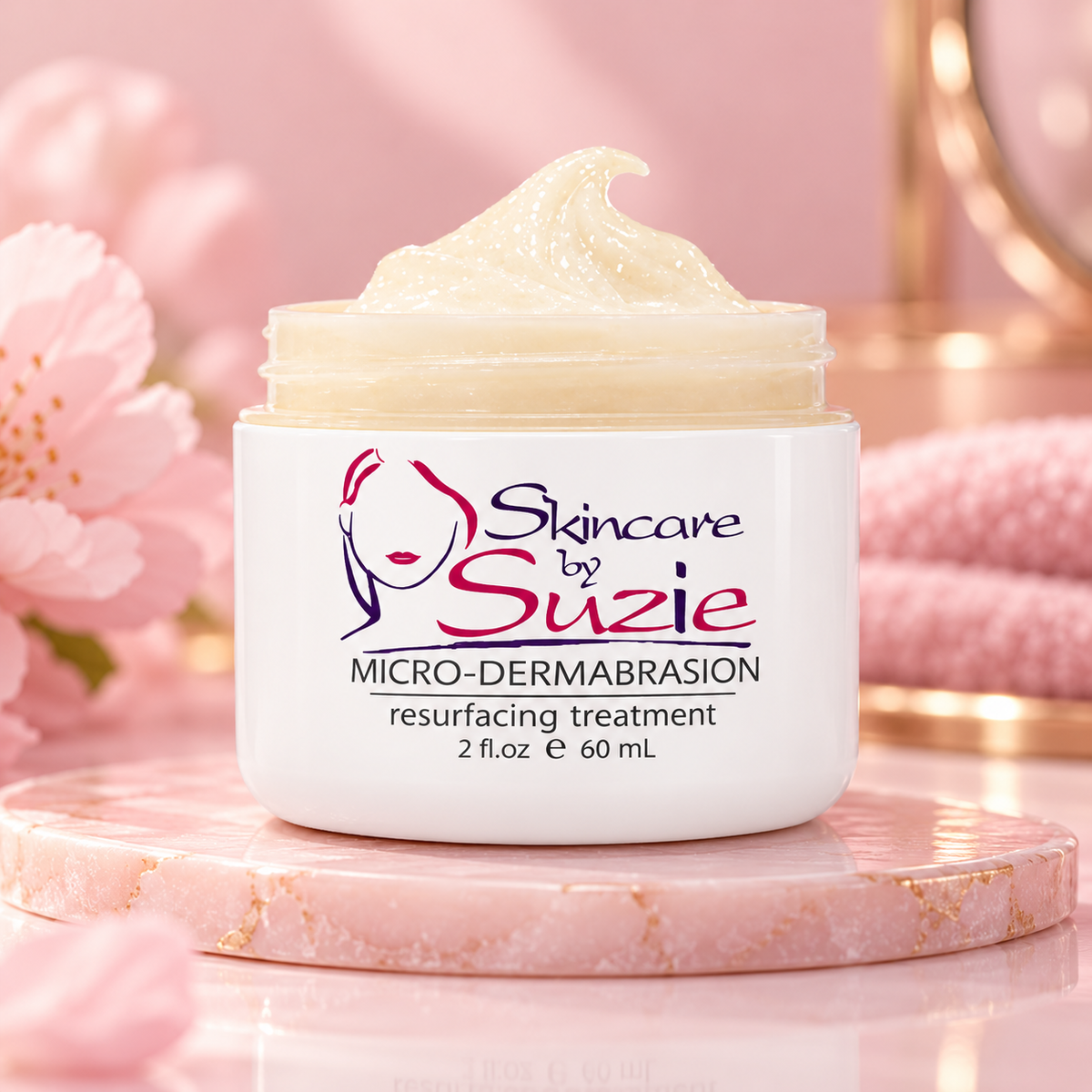 Micro-Dermabrasion Cream on pink background