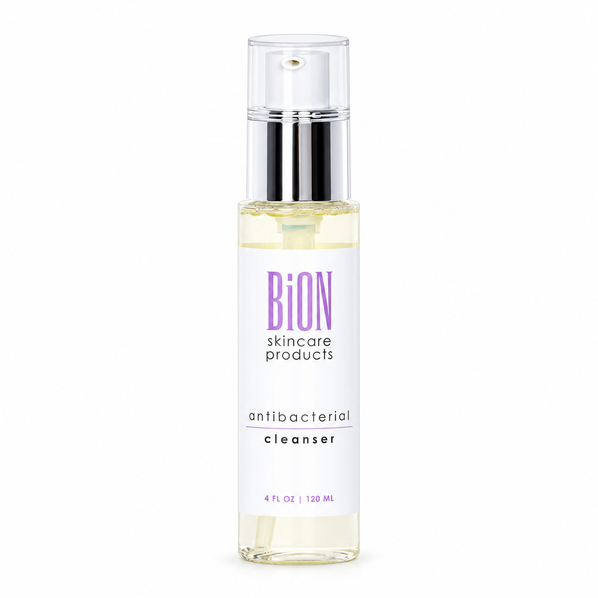 BiON Antibacterial Cleanser 4 oz pump bottle on white