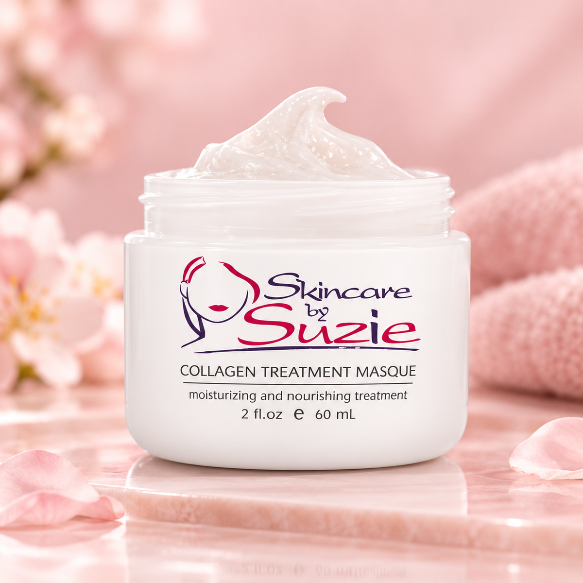 Collagen Treatment Masque on pink background
