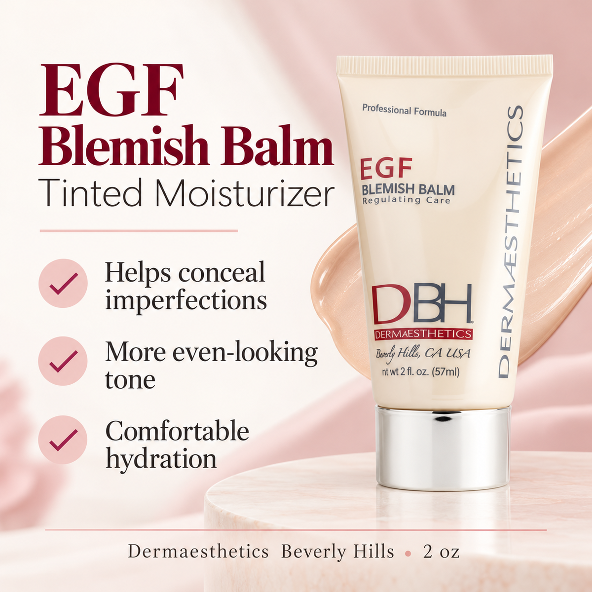 EGF Blemish Balm benefits: helps conceal imperfections, more even-looking tone and comfortable hydration