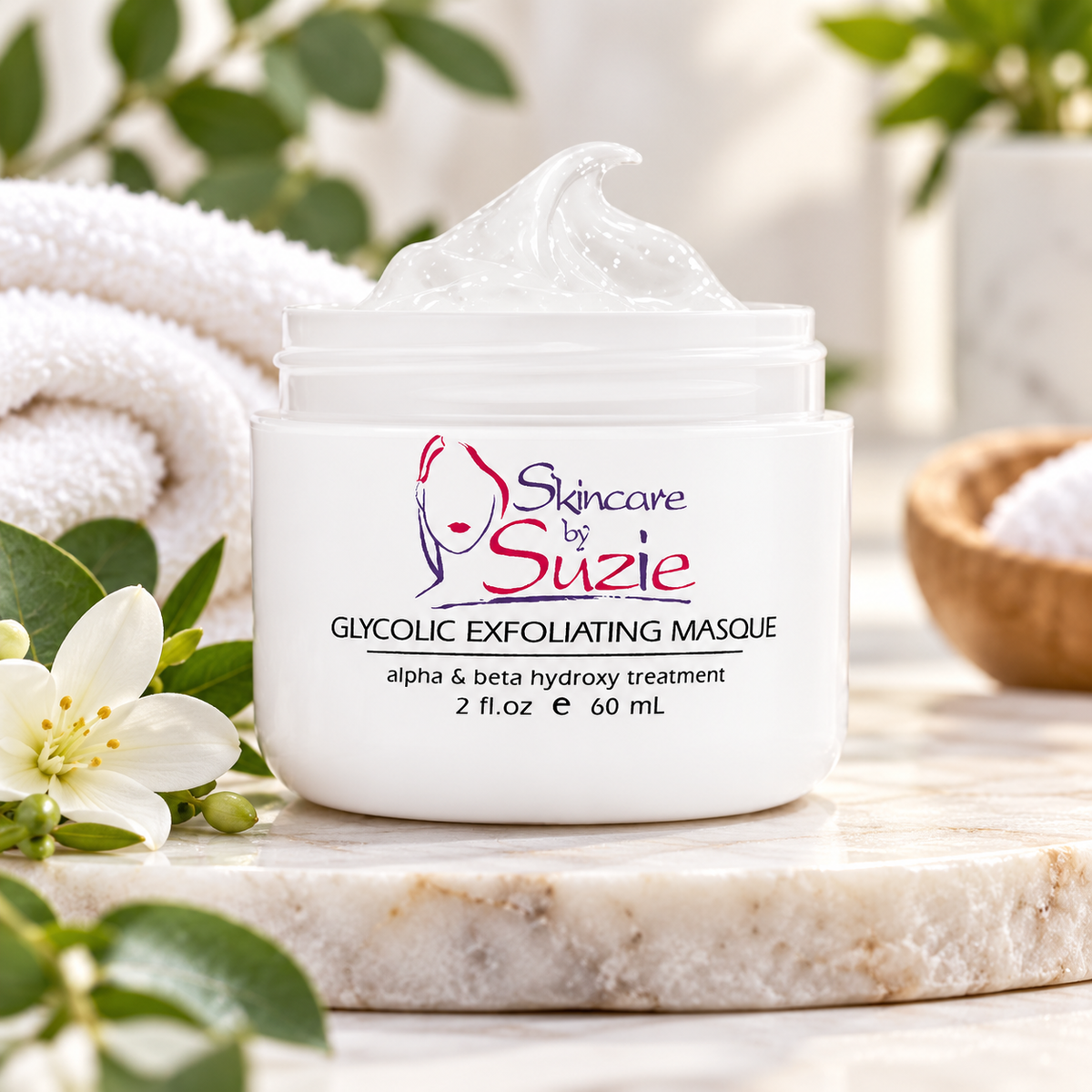 Glycolic Exfoliating Masque in a spa setting
