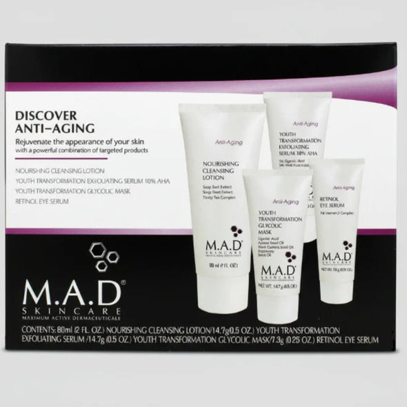 M.A.D Skincare Youth Transformation Anti-Aging Kit: Cleanser, Serum, Mask, Eye Serum