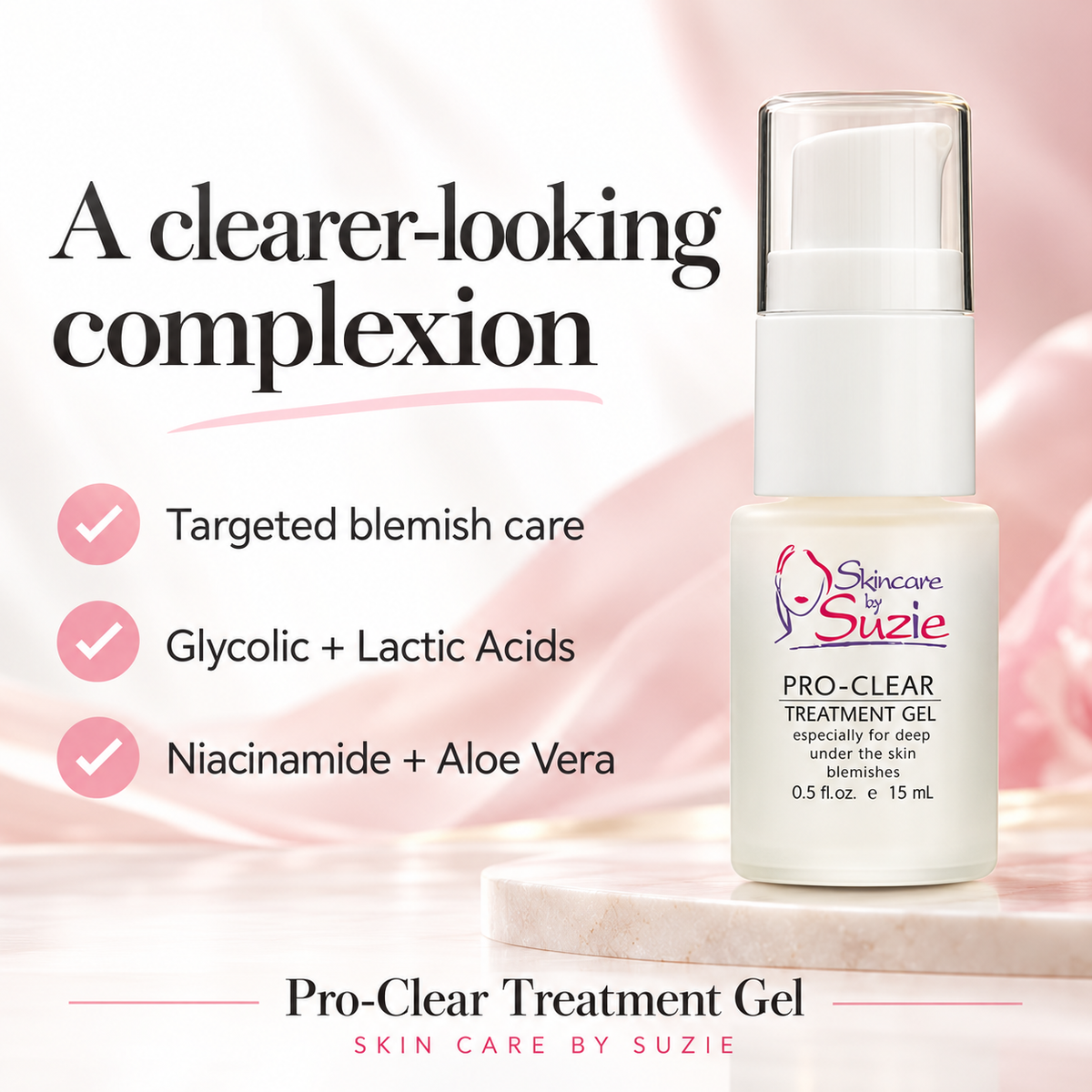 Pro-Clear Treatment Gel with glycolic acid, lactic acid, niacinamide and aloe vera